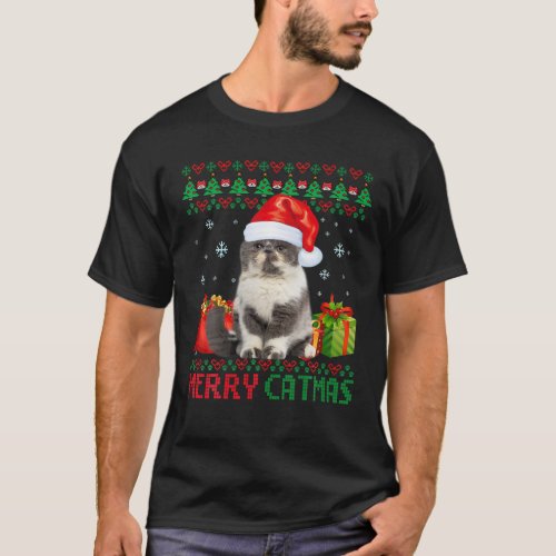 Merry Catmas Cat Ugly Christmas Shorthair Exotic C T_Shirt