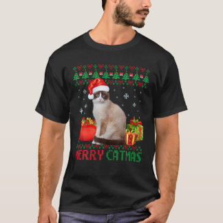 Merry Catmas Cat Ugly Christmas Tonki Mom Dad T-Shirt