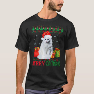 Merry Catmas Cat Ugly Christmas Turkish Angora Mom T-Shirt