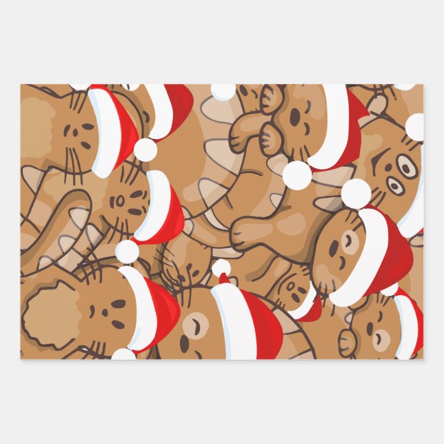 Merry Catmas Cats Ugly Christmas Sweater Wrapping Paper Sheets (Front)