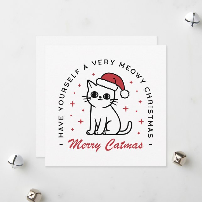 Merry Catmas Christmas cat aesthetic Holiday Card (Front/Back In Situ)
