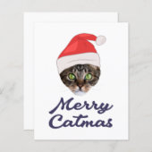 Merry Catmas, Christmas Cat Santa hat Invitation (Front/Back)