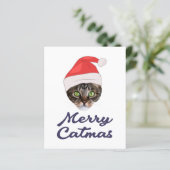 Merry Catmas, Christmas Cat Santa hat Invitation (Standing Front)