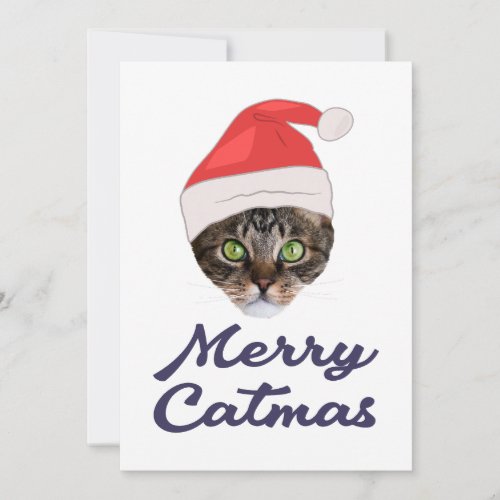 Merry Catmas Christmas Cat Santa hat Invitation