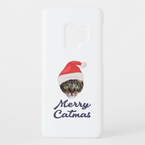Merry Catmas Christmas Cat Santa hat Invitation C Case_Mate Samsung Galaxy S9 Case