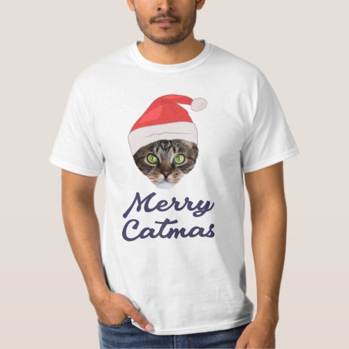 Merry Catmas Christmas Cat Santa hat Invitation T_Shirt