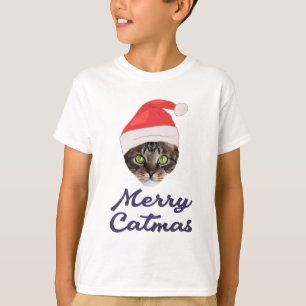 Merry Catmas, Christmas Cat Santa hat Invitation T-Shirt