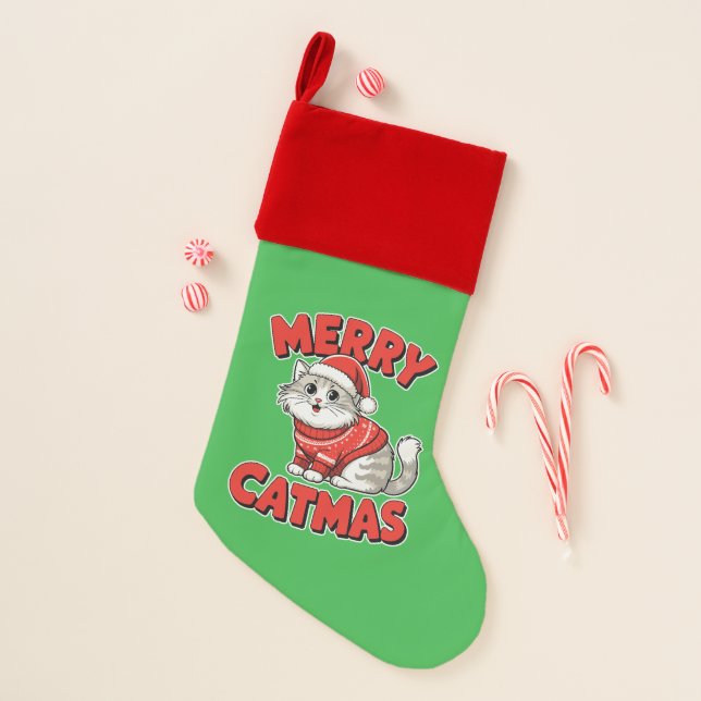 Merry Catmas Christmas Stocking (Front)