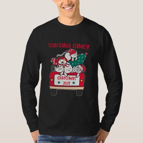 Merry Catmas Christmas truck cat lovers Santana T_Shirt