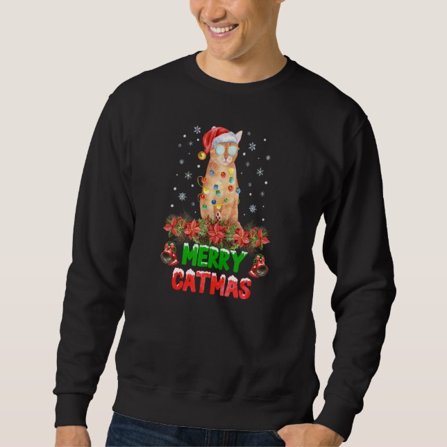 Merry Catmas Cool Cat Sweatshirt (Front)