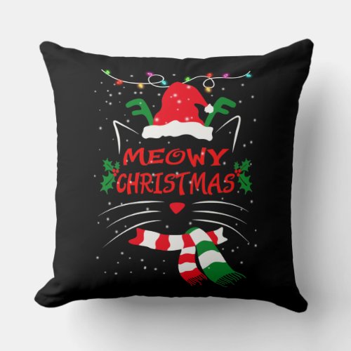 MERRY CATMAS Cute Cat Christmas Gift X_mas Cat Throw Pillow