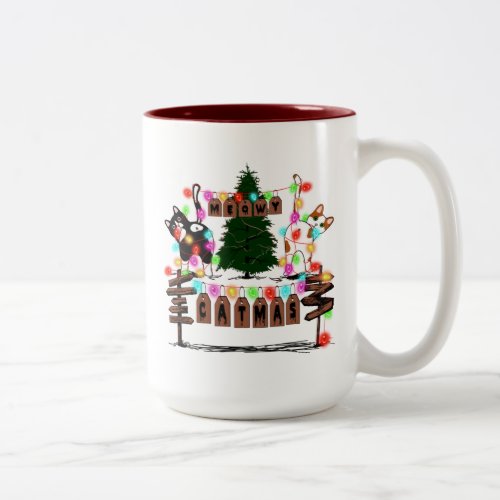 MERRY CATMAS Cute Cat Christmas Gift X_mas Cat Two_Tone Coffee Mug