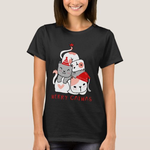 Merry Catmas Cute Cats Christmas  T_Shirt