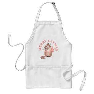 Merry Catmas Funny Cat Christmas Present Adult Apron