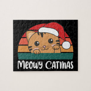 Merry Catmas Funny Cat Christmas Pun Jigsaw Puzzle