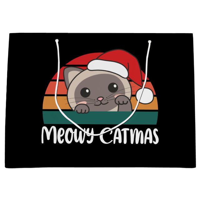 Merry Catmas Funny Cat Christmas Pun Large Gift Ba Bag (Front)