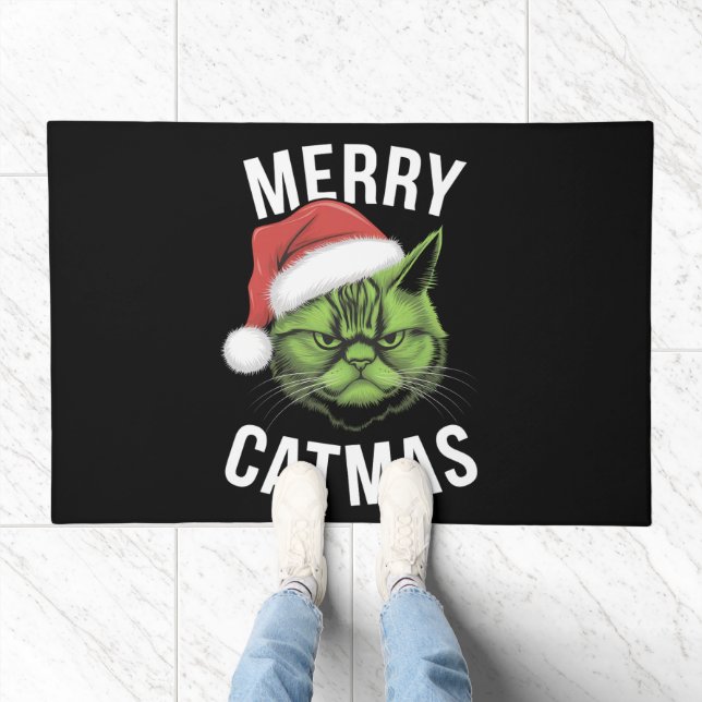 Merry Catmas Funny Cat Lovers Christmas  Doormat (Indoor)