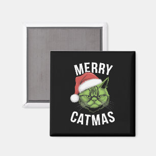 Merry Catmas Funny Cat Lovers Christmas  Magnet