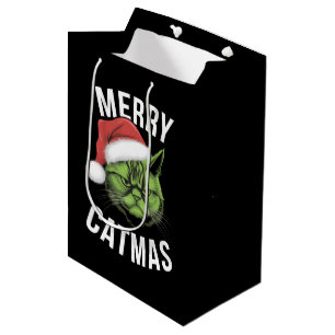 Merry Catmas Funny Cat Lovers Christmas  Medium Gift Bag