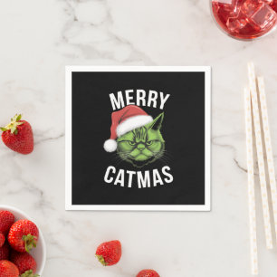 Merry Catmas Funny Cat Lovers Christmas  Napkins