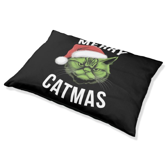 Merry Catmas Funny Cat Lovers Christmas  Pet Bed (Angled)