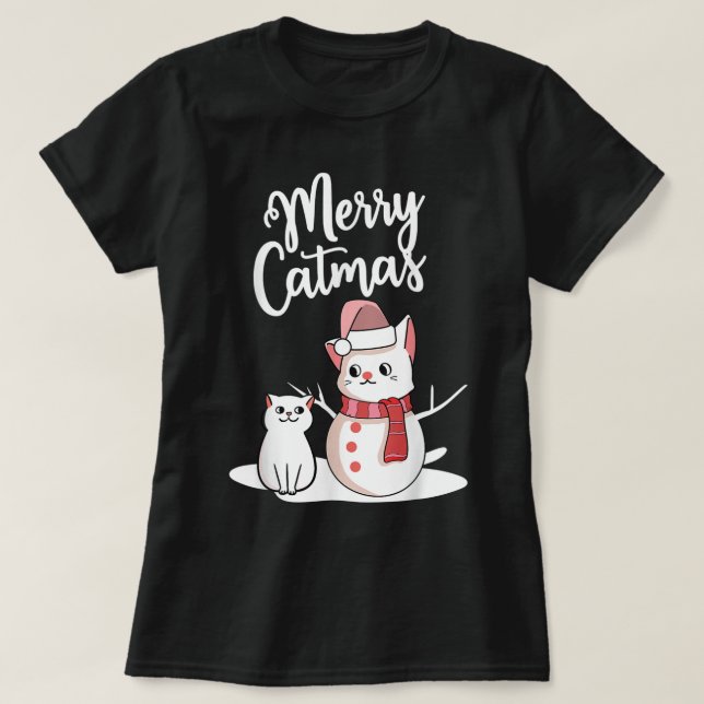 Merry Catmas Funny Christmas Cats T-Shirt (Design Front)