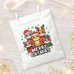 Merry Catmas Funny Christmas Favor Bag