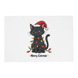 Merry Catmas Funny Christmas Feline Cat Lover Placemat