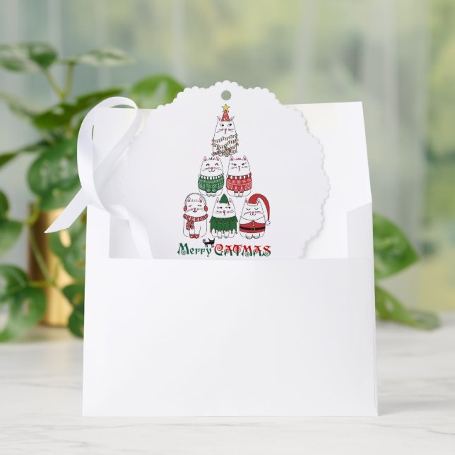 Merry Catmas Funny Christmas Kitten Ornament Card (Envelope)