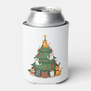 Merry Catmas Funny Christmas Tree, Cats Xmas Meow Can Cooler