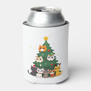 Merry Catmas Funny Christmas Tree, Cats Xmas Meow Can Cooler
