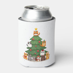 Merry Catmas Funny Christmas Tree, Cats Xmas Meow Can Cooler