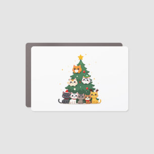Merry Catmas Funny Christmas Tree, Cats Xmas Meow Car Magnet