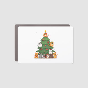 Merry Catmas Funny Christmas Tree, Cats Xmas Meow Car Magnet