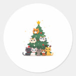 Merry Catmas Funny Christmas Tree, Cats Xmas Meow  Classic Round Sticker