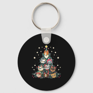Merry Catmas Funny Christmas Tree, Cats Xmas Meow Keychain