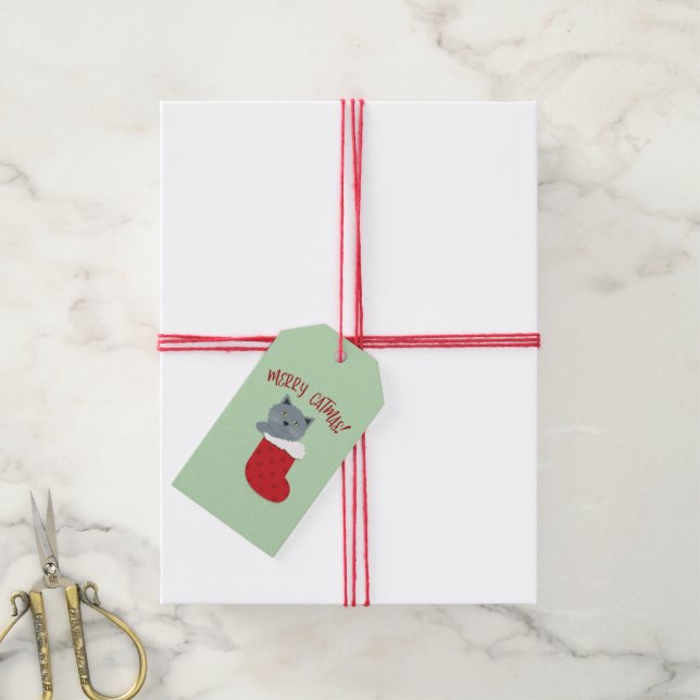 Merry Catmas  Gift Tags (With Twine)
