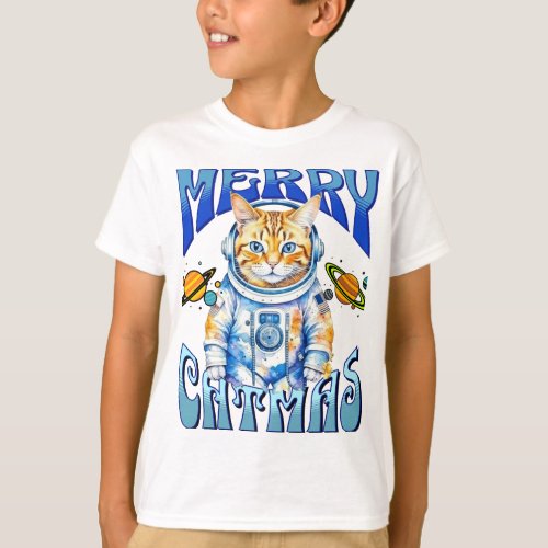 Merry Catmas in space T_Shirt