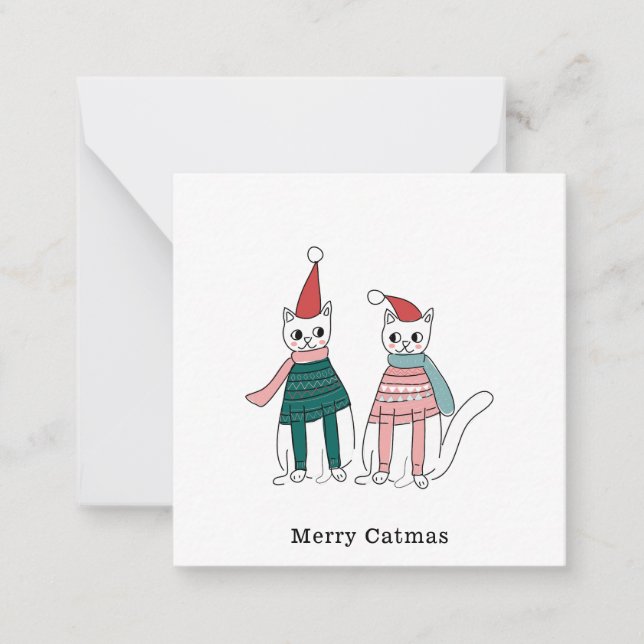 Merry Catmas Note Card (Front)