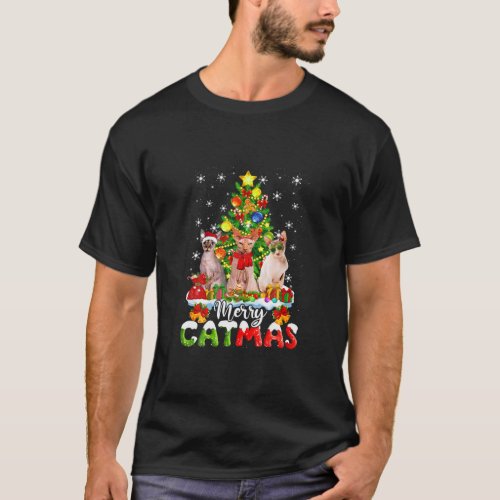 Merry Catmas Sphynx Cat Santa Xmas Tree Christmas  T_Shirt