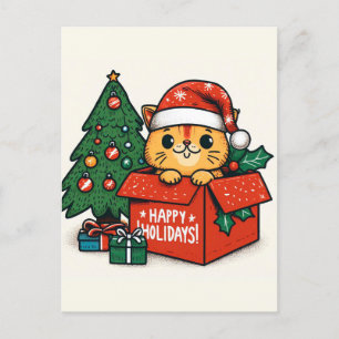 Merry Catmas Surprise: Christmas Cat in a Box Card