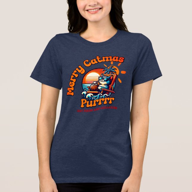 Merry Catmas Women's T-shirt Tri-Blend Shirt (Front)