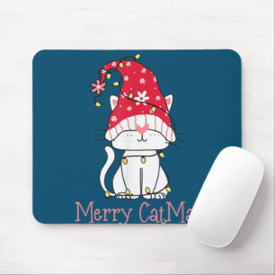Merry Catmas Xmas Gift Funny Cute Gnomes Cat Mouse Pad