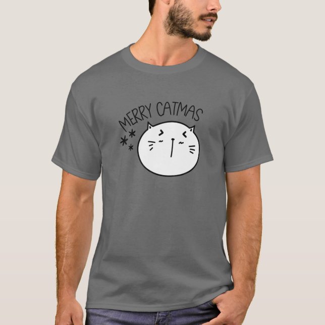 Merry Catmas Xmas Men Women Kids Funny Cat Christm T-Shirt (Front)