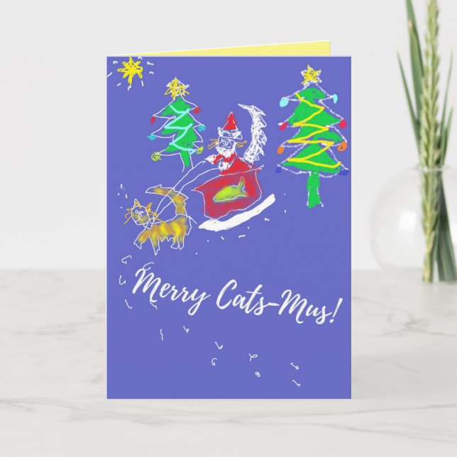 Merry Cats-Mus Cat Christmas Card (Front)