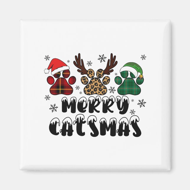 Merry Catsmas Cat Mama Cat Christmas Cat Lover San Magnet (Front)