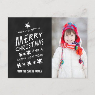 MERRY CHALKBOARD CHRISTMAS HOLIDAY PHOTO POSTCARD
