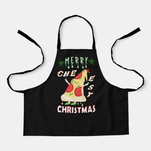 Merry Cheesy Christmas Xmas Santa Pizza Christmas Apron