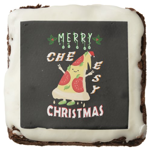 Merry Cheesy Christmas Xmas Santa Pizza Christmas Brownie