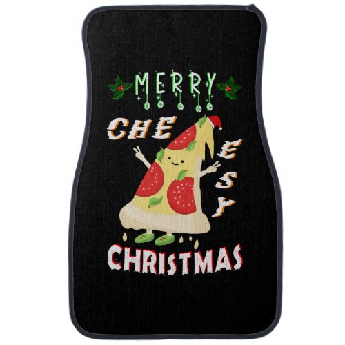 Merry Cheesy Christmas Xmas Santa Pizza Christmas Car Floor Mat